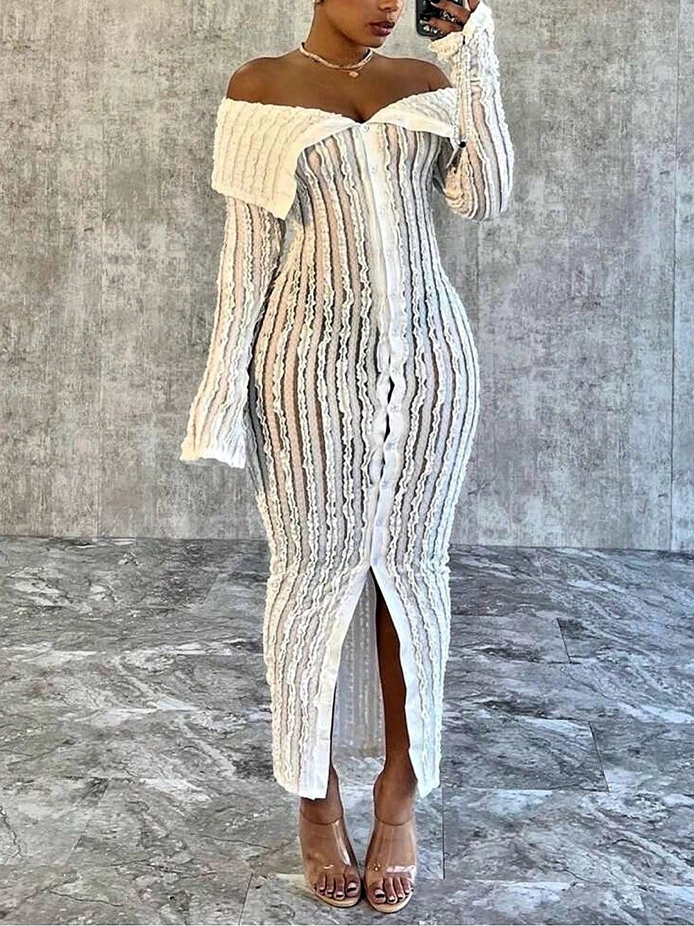 White Off-Shoulder Maxi Dress